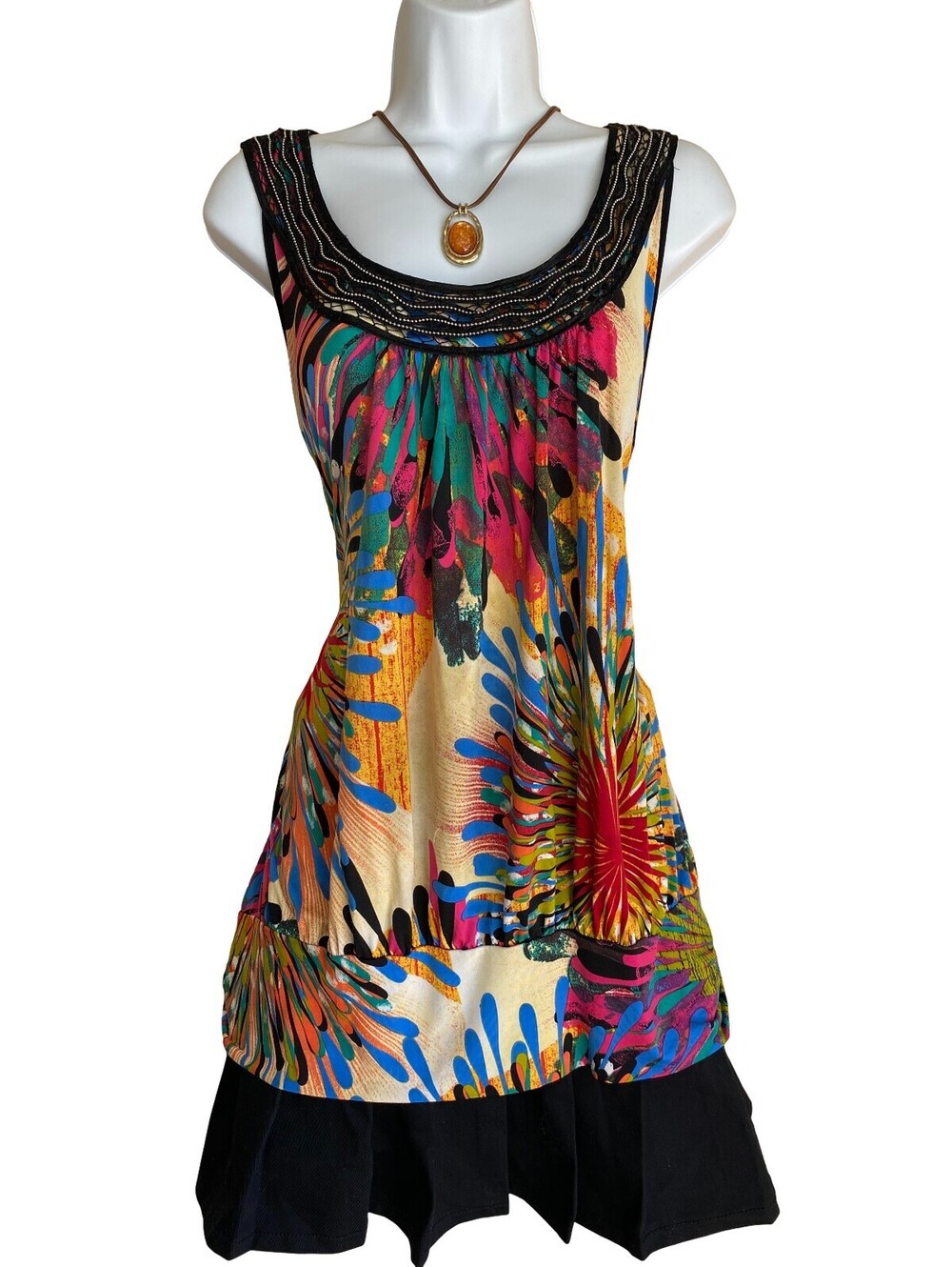Vintage Plus 18/20 Colorful Abstract Print Tunic Blouse Whimsigoth Boho Artsy